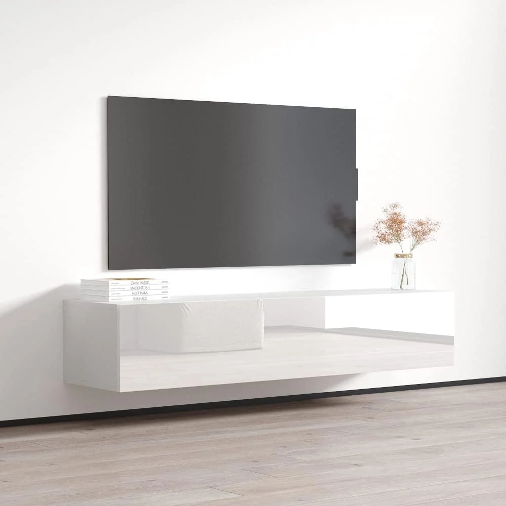 Fly Type-30 Floating TV Stand For Tvs Up To 70", Modern High Gloss 63" Entertainment Center, Wall Mounted TV Media Console With Storage Cabinets