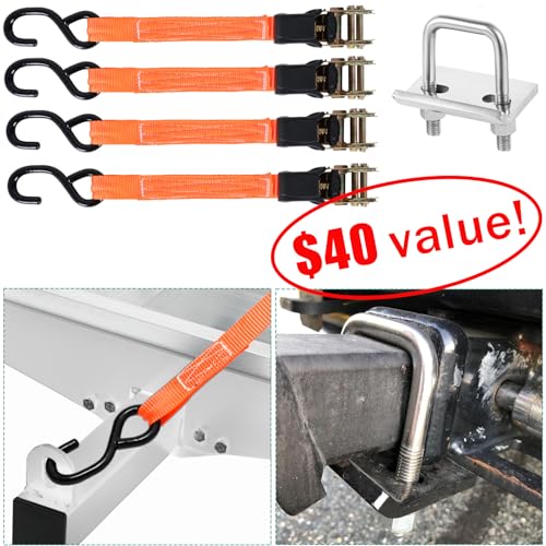 Motorcycle Hitch Carrier 400LBS, Lightweight Robust Aluminum Dirt Bike Hitch Carrier with 4.5' Longer Ramp, Tie-Down Straps and Hitch Tightener