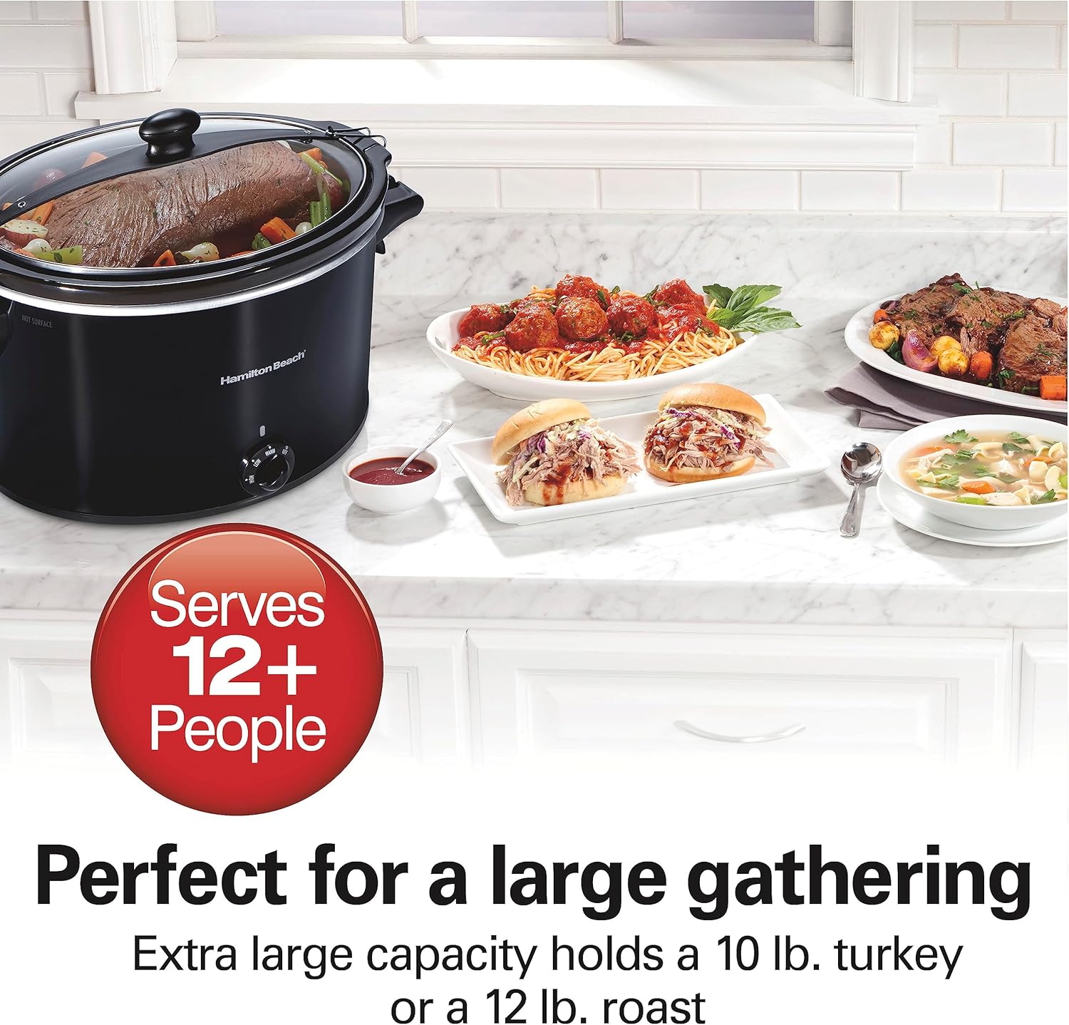 Farberware Countertop Microwave 900 Watts, 0.9 cu ft - Microwave Oven With LED Lighting & Hamilton Beach Slow Cooker, Extra Large 10 Quart