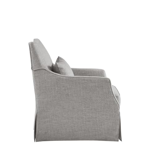Martha Stewart London Swivel Chair - Solid Wood & Plywood, Skirted Metal Base Accent Armchair