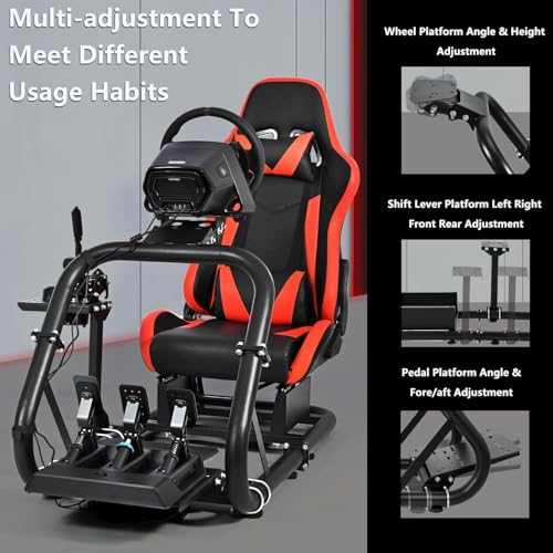 Marada Racing Sim Cockpit Stand with comfortable Seat Fit for Logitech/Fanatec/Thrustmaster G27 G923 G920