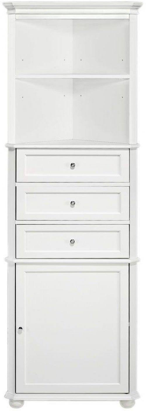 Hampton Harbor 23 in. W x 13 in. D x 67-1/2 in. H Corner Linen Cabinet in White