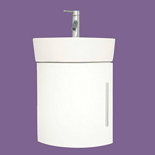 Renovators Supply Myrtle 16 1/2x22 Small Corner Cabinet Vanity Bathroom Sink White with Faucet Drain and Overflow