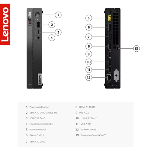 Lenovo ThinkCentre Neo 50q Gen 4 Thin Client Desktop, Intel 12th Gen 5-Core Processor, 16GB RAM, 512GB SSD, HDMI, Wired keyboard and mouse