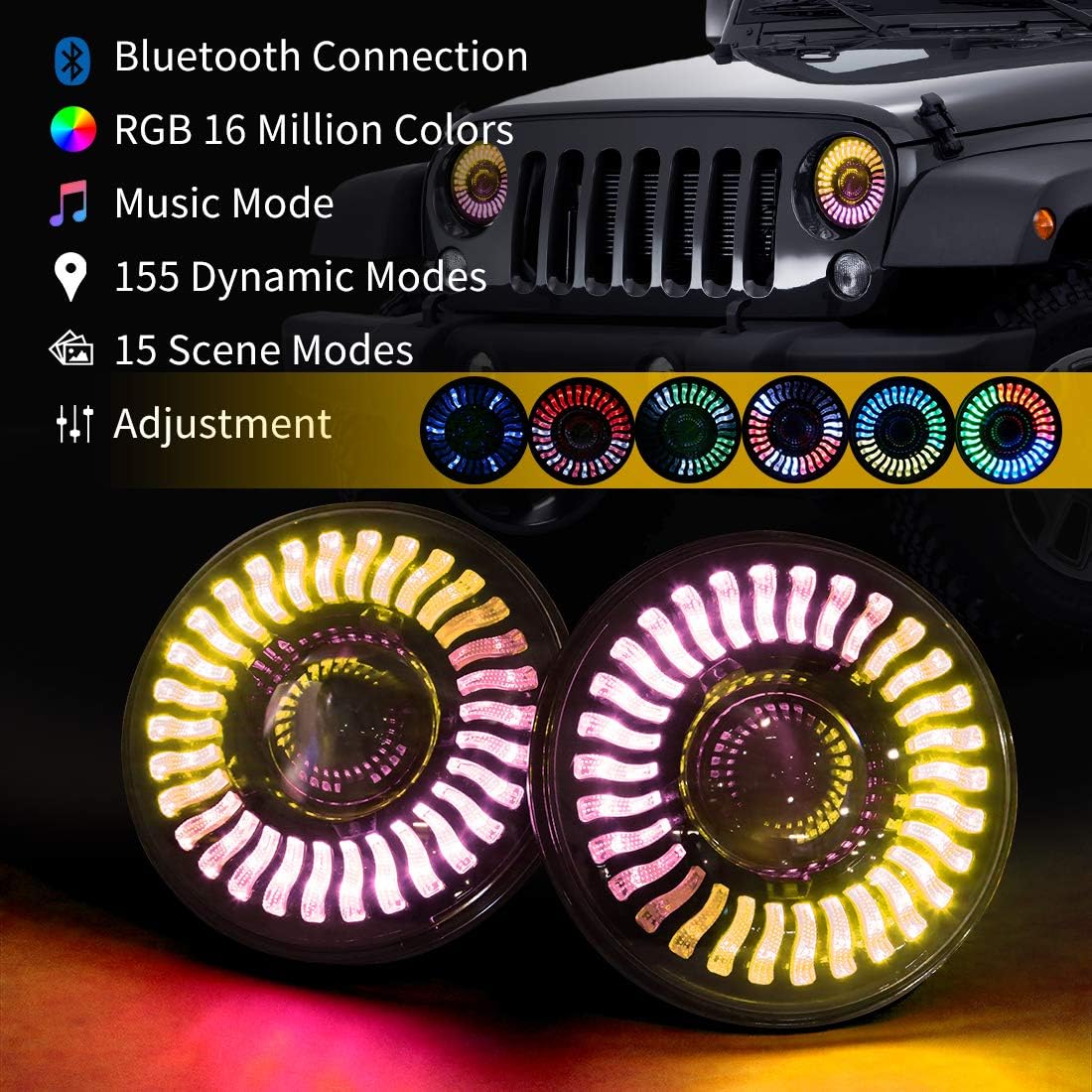 LED RGB Headlight with Amber Turn Signal