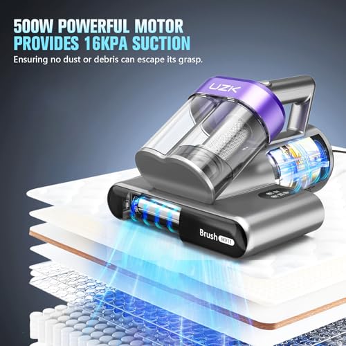Mattress Vacuum Cleaner,Bed Vacuum Cleaner with UV-C Light,16Kpa,140°F Heat,Ultrasonic,Anion,Handheld Vacuums for Bed,Sofa,Couch,Crib(Corded, Multi)