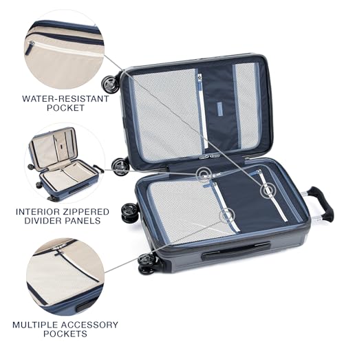 Travelpro Platinum Elite Hardside Expandable Carry on Luggage, 8 Wheel Spinner, TSA Lock, Hard Shell Polycarbonate Suitcase, Metallic Sand