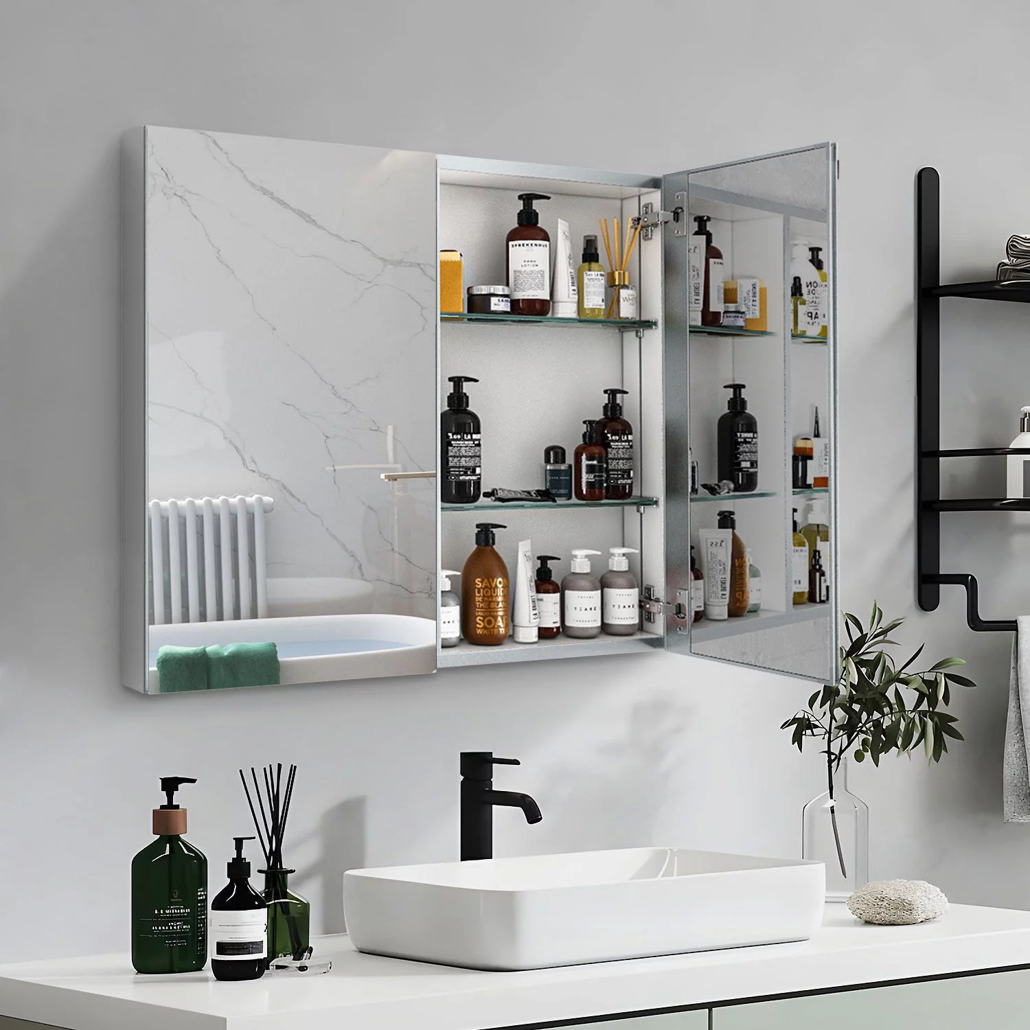 Elegant Reflections Double Door Mirror Medicine Cabinet