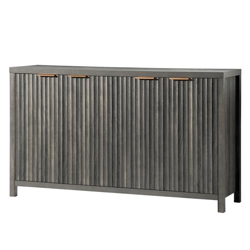 Fluted Sideboard Buffet Cabinet with Storage, 56" Large Buffet Modern Credenza with Adjustable Shelves