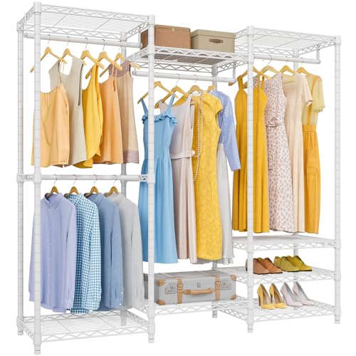 VIPEK V5 Portable Closet Wardrobe Heavy Duty Clothes Rack, Freestanding Clothing Rack with 4 Hang Rods & 8 Shelves, Adjustable Closet Racks