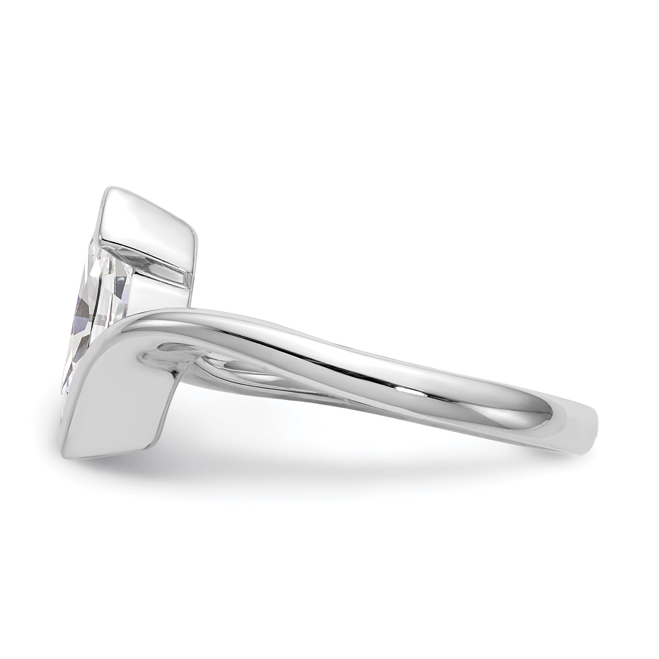 0.25ct. CZ Solid Real 14k White Gold Marquise Bezel Solitaire Engagement Ring