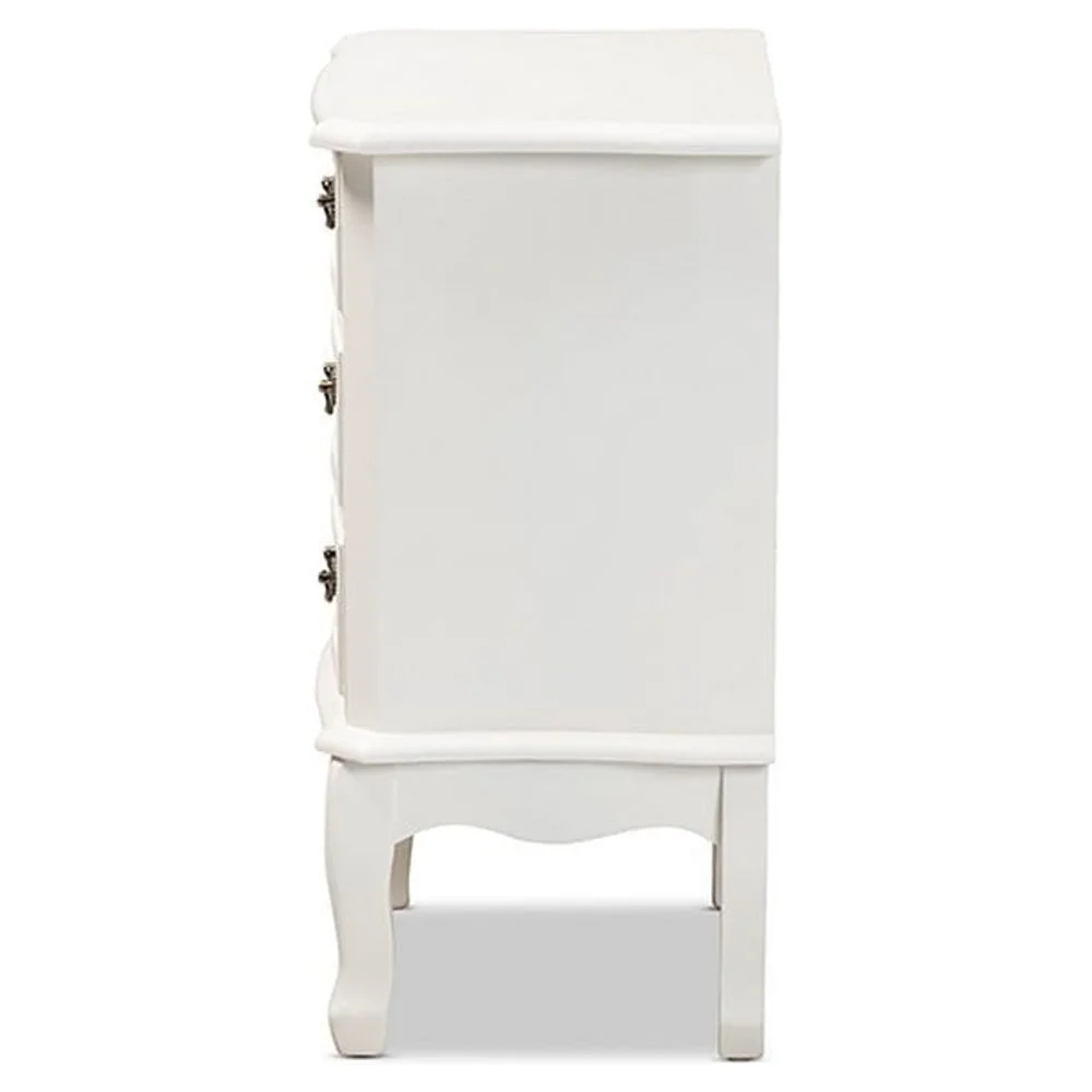 Gabrielle Traditional French Country Provincial White-Finished 3-Drawer Wood Nightstand