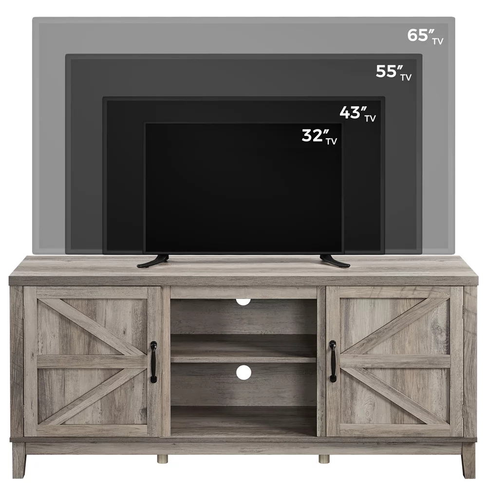 Alden Design Farmhouse Storage TV Stand for TVs up to 65", Gray