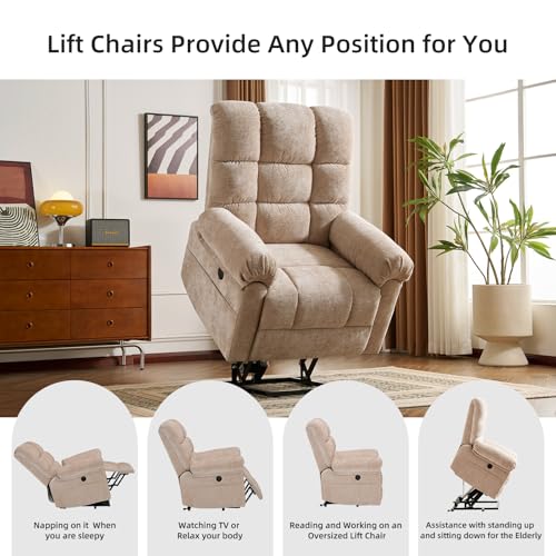Oversized Power Lift Recliner Chair with Massage and Heat for Elderly, 26" Extra Wide Lift Chair for Big and Tall