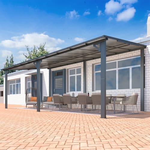 AECOJOY 10&rsquo; x 10&rsquo; Gazebo, Wall Mounted Gazebos Pergola on Clearance, Outdoor Patio Lean to Gazebo Awnings for Deck, Porch