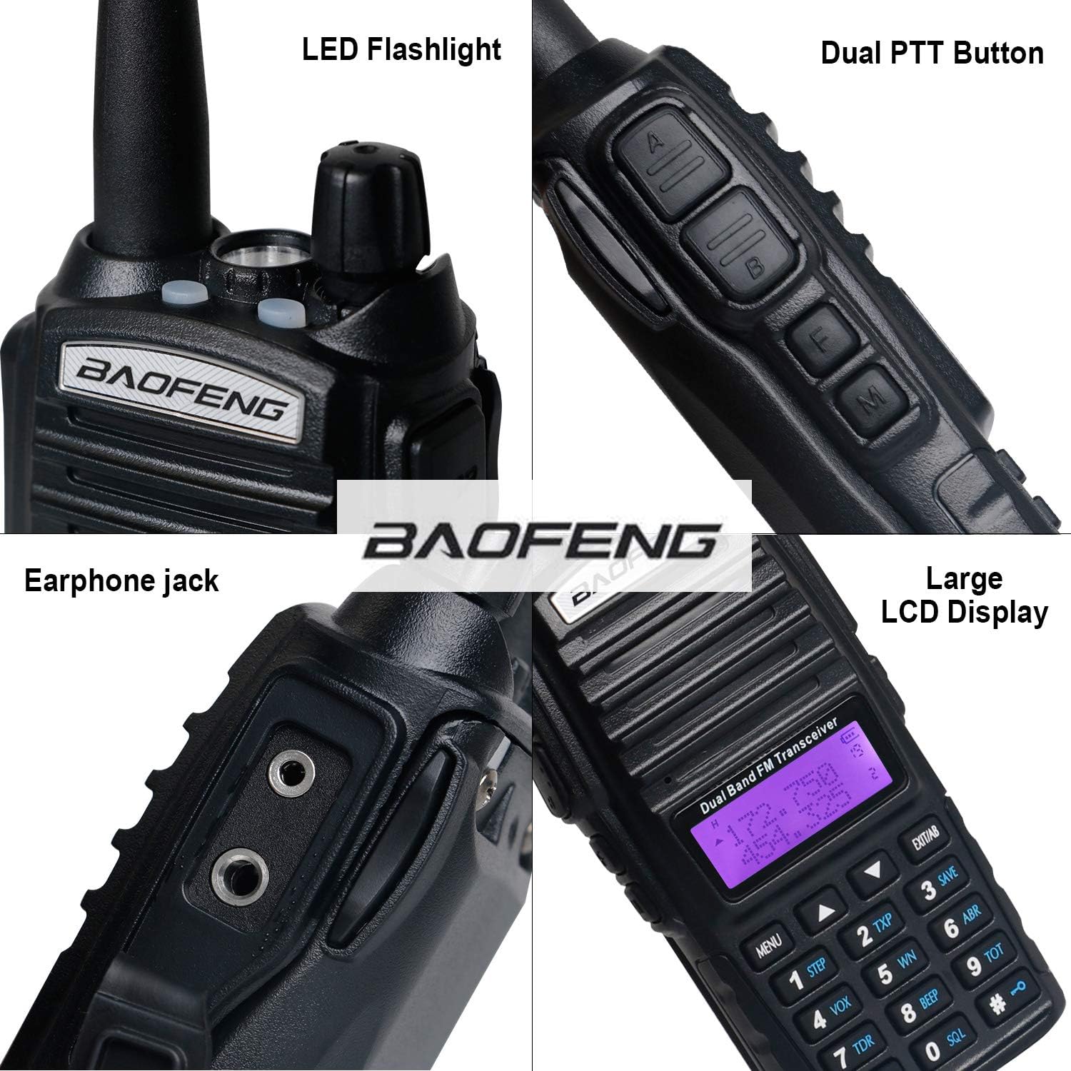 BaoFeng UV-82 High Power BaoFeng Radio Ham Radio 2 Way Radio BaoFeng Walkie Talkies with Programming Cable and Handheld Speaker Mic (2 Pack-Black)