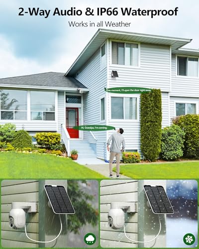 Camcamp Wireless Security Camera System, Solar Powered PTZ 4MP 6 Cam-kit Camera Security System, 500GB HDD NVR,Easy Installation, Color Night Vision