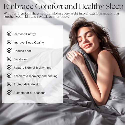 Silver Infused Bed Sheets, Cooling Fabric with Self-Cleaning Technology for Restful Sleep, Genuine 100% Organic Viscose Derived from Bamboo