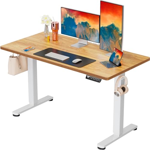 ErGear Height Adjustable Electric Standing Desk, 48 x 24 Inches Sit Stand up Desk, Memory Computer Home Office Desk with Two-Piece Desktop (Walnut)