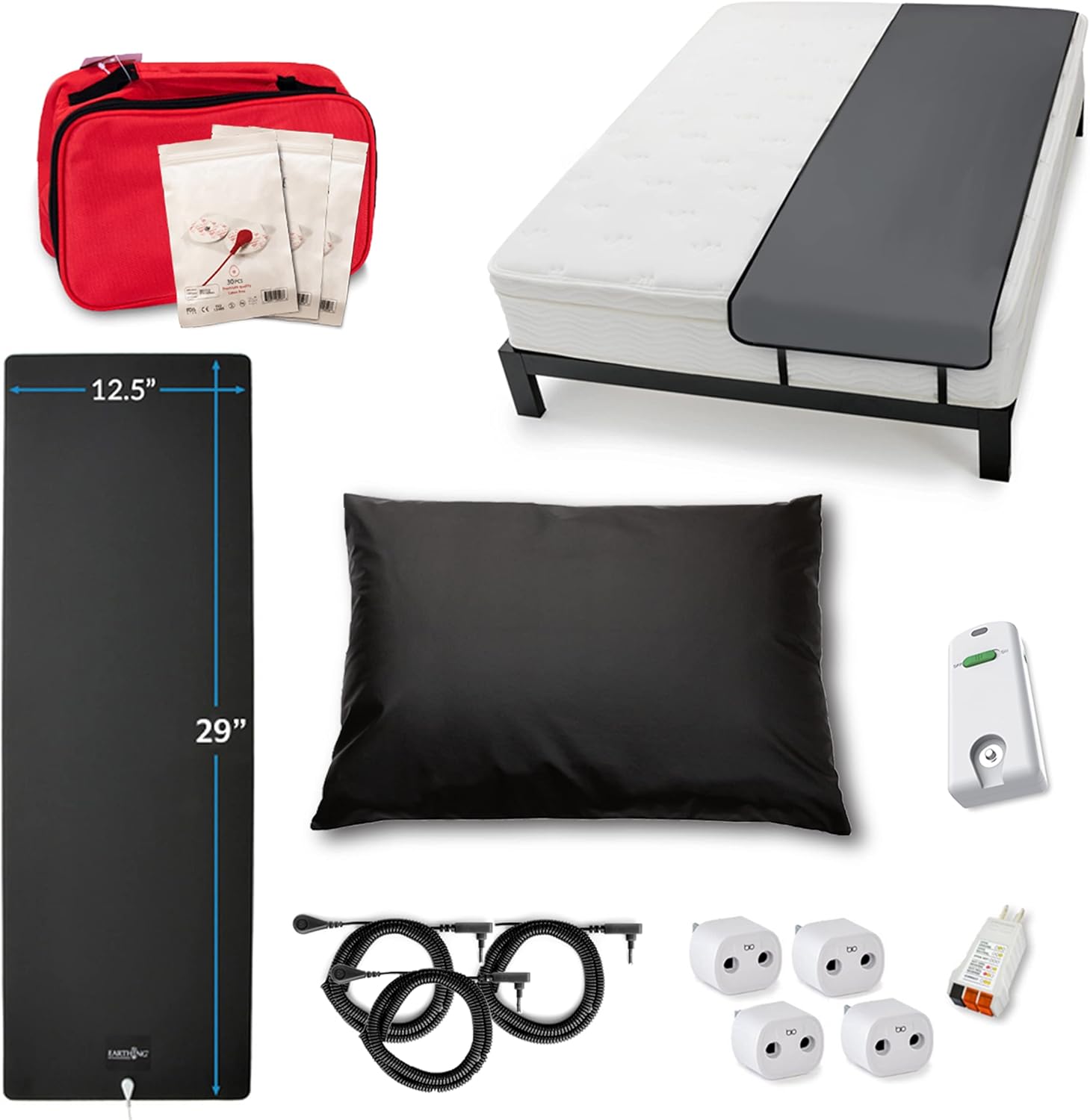 Earthing Starter Kit with Grounding Sleep Mat, Grounding Pillowcase, Grounding Mat, and Grounding Patches, Clint Ober&rsquo