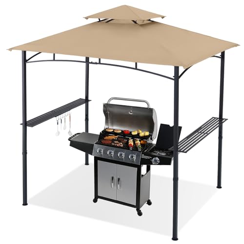 ABCCANOPY 8x5 Grill Gazebo - Outdoor BBQ Canopy Shelter with Led Light for Patio Backyard Grilling (Dark Gray)