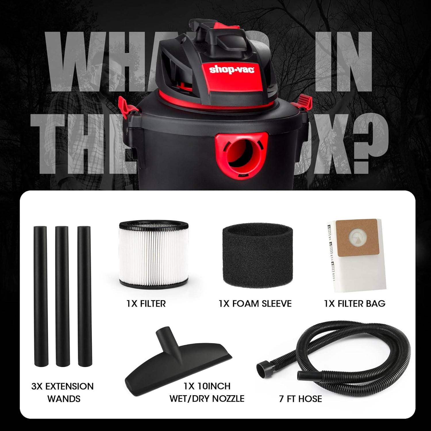 Shop-Vac 5 Gallon 3.5 Peak HP Wet/Dry Vacuum, Portable Heavy-Duty Shop Vacuum 3 in 1 Function with Attachments for House, Garage & Workshop