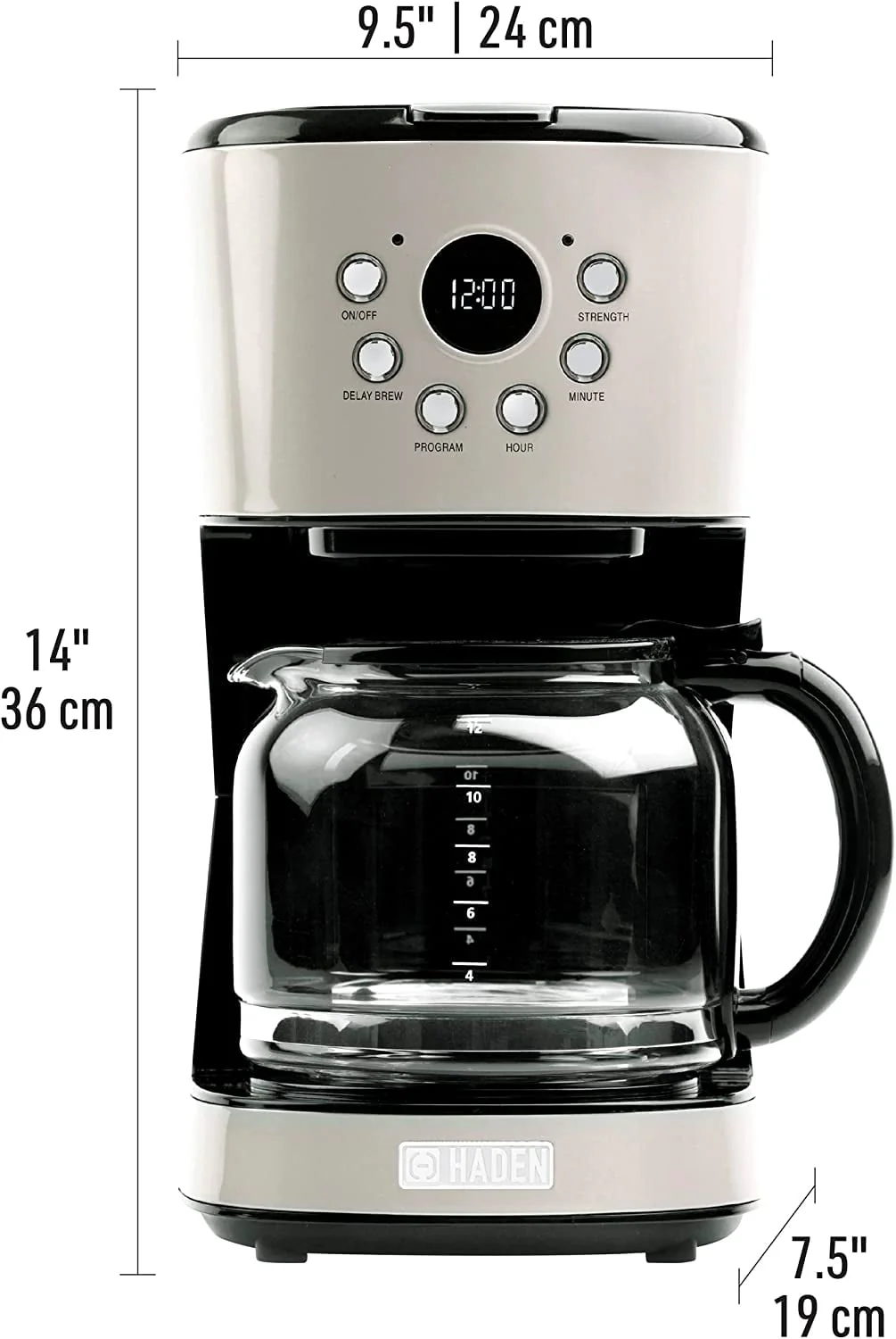 HADEN 75032 Heritage Innovative 12 Cup Capacity Programmable Vintage Retro Home Countertop Coffee Maker Machine with Glass Carafe  Turquoise Blue
