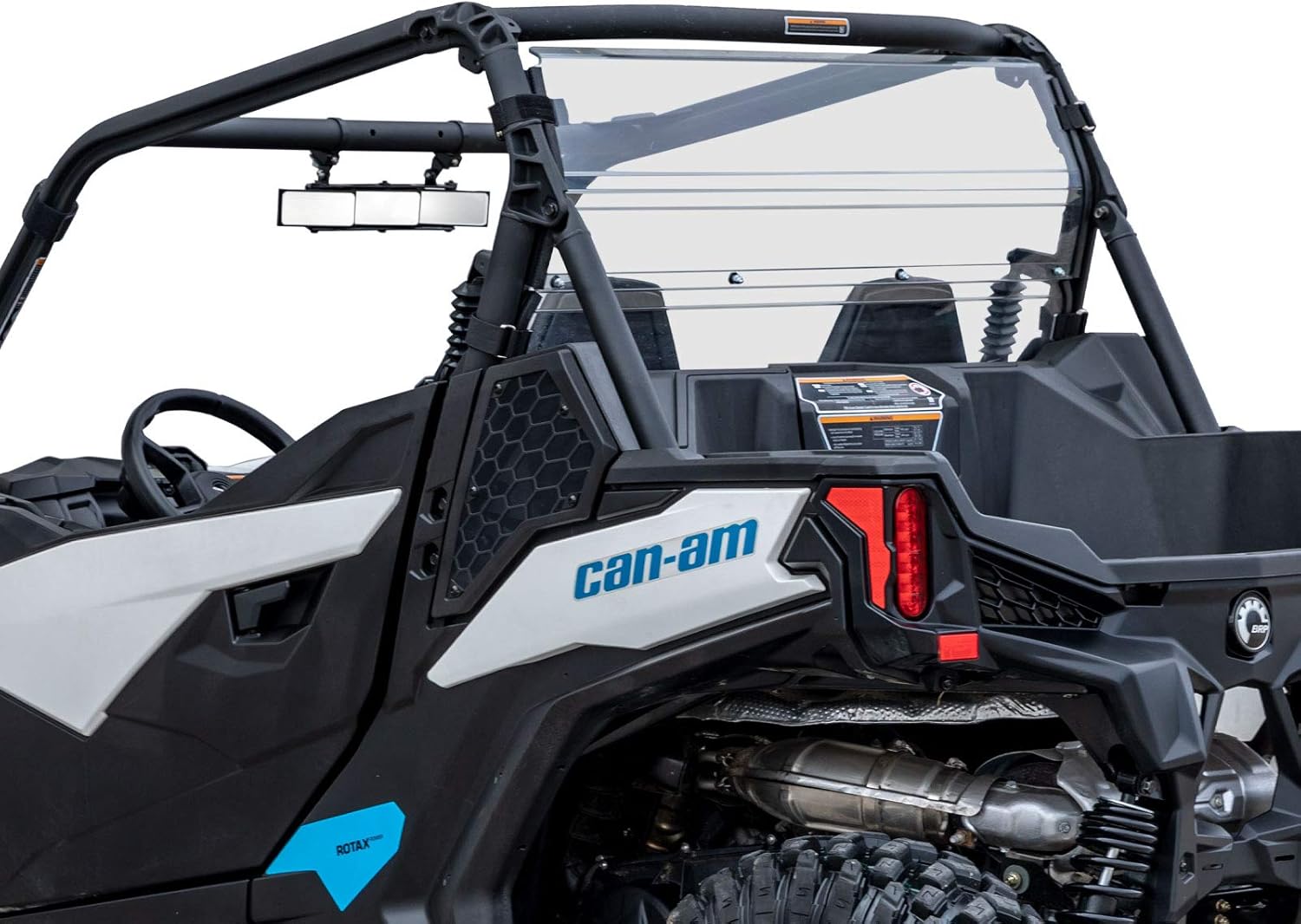 SuperATV 1/4 Clear Polycarbonate Full Rear Windshield for 2018+ Can-Am Maverick Trail 800/ 800 DPS / Maverick Trail 1000 /1000 DPS | 250X Stronger