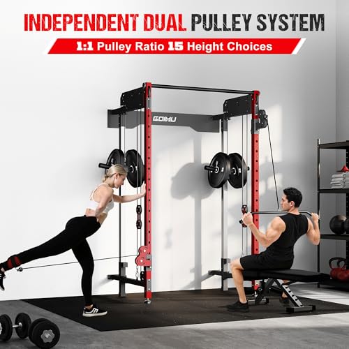 WM3-V4 Folding Squat Rack, Wall Mounted Power Rack with Dual Independent Pulley System