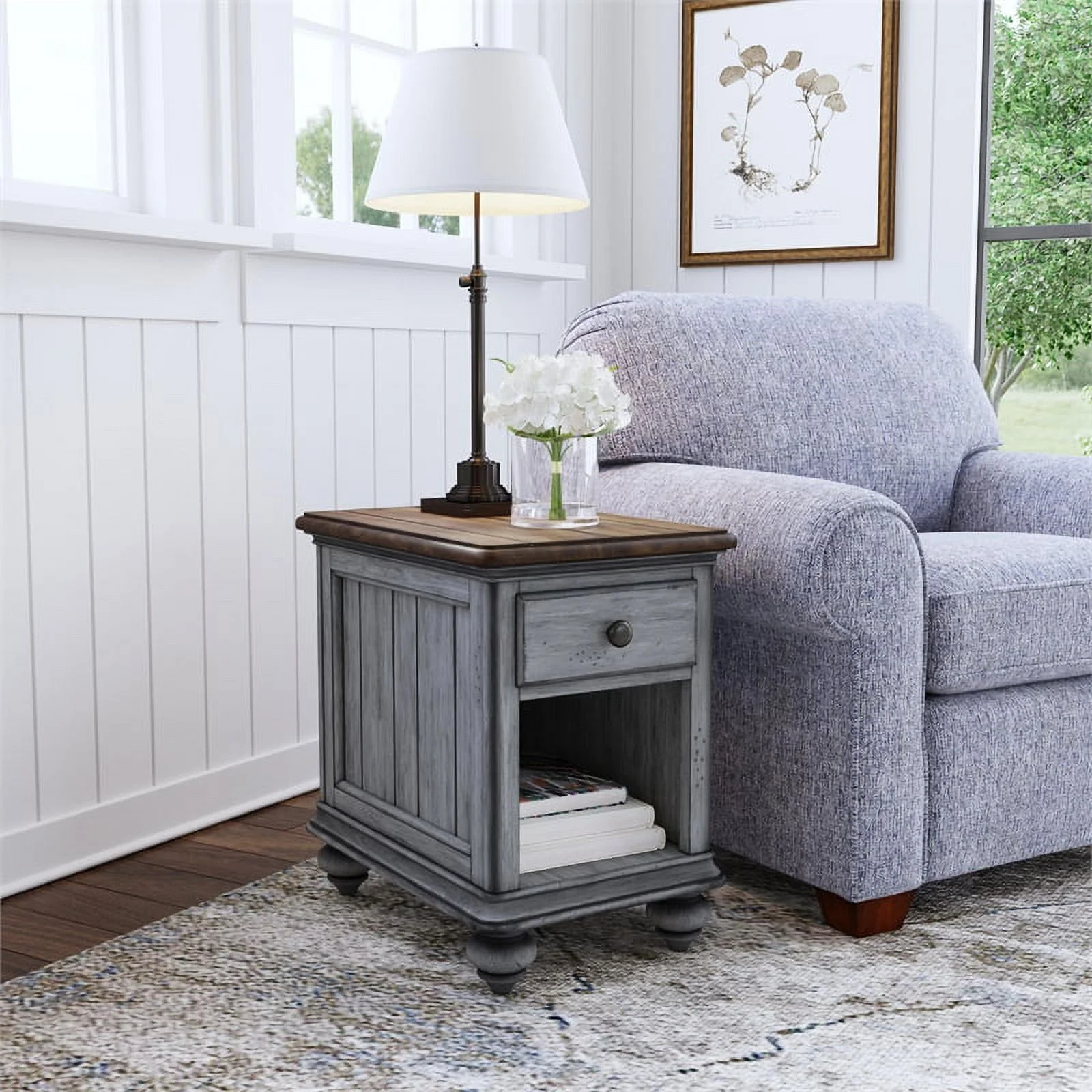 Homestyles Elkins Brown Wood Chairside Table