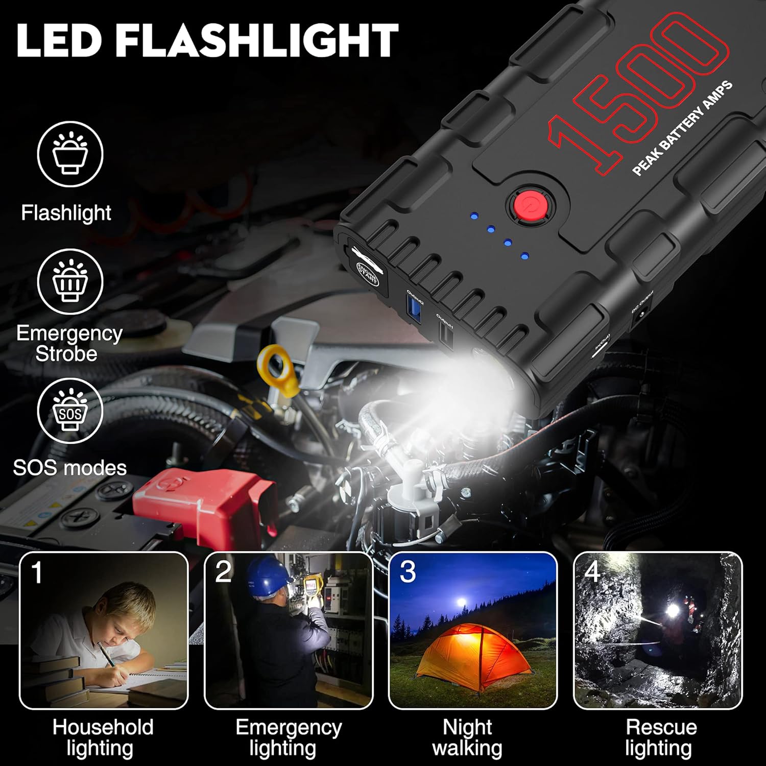 NEXPOW Car Jump Starter, 21800mAh 12V Portable Car Battery Starter, Auto Battery Booster, Lithium Jump Box with LED Light/USB Quick Charge 3.0