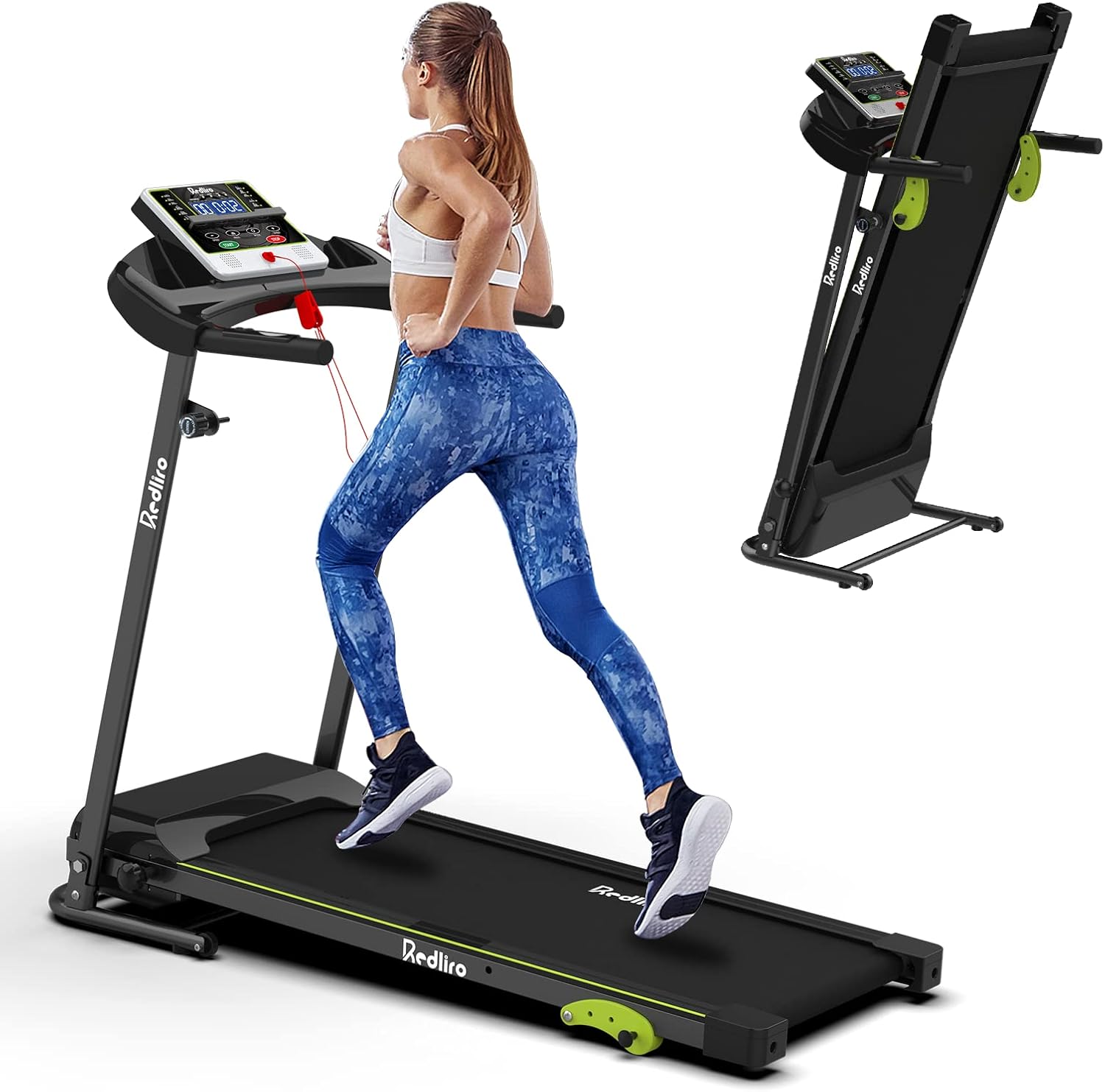 REDLIRO Folding Treadmill for Home Jogging/Walking with Incline Portable Space Saving Fitness Running Electric Indoor Exercise Workout Office