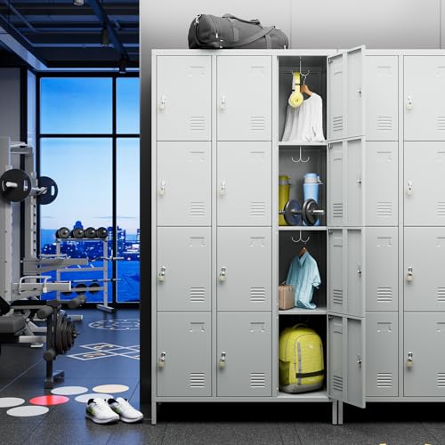 6 Door Metal Storage Locker 18 Hooks,Metal Locker for Employees with Lock for School Garage Office Gym Bedroom,Assembly Required