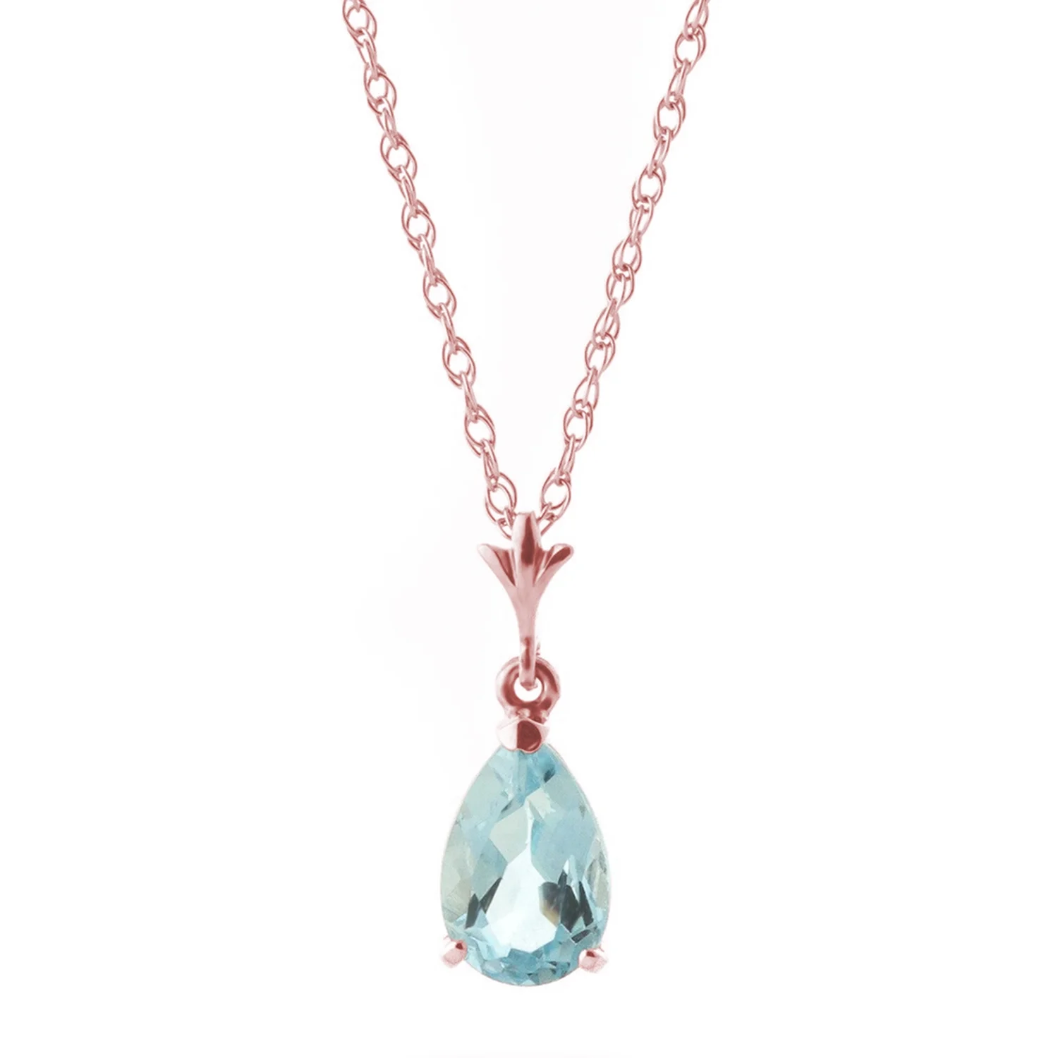 Galaxy Gold 14k 22" Rose Gold Pear-shaped Aquamarine Drop Pendant Necklace