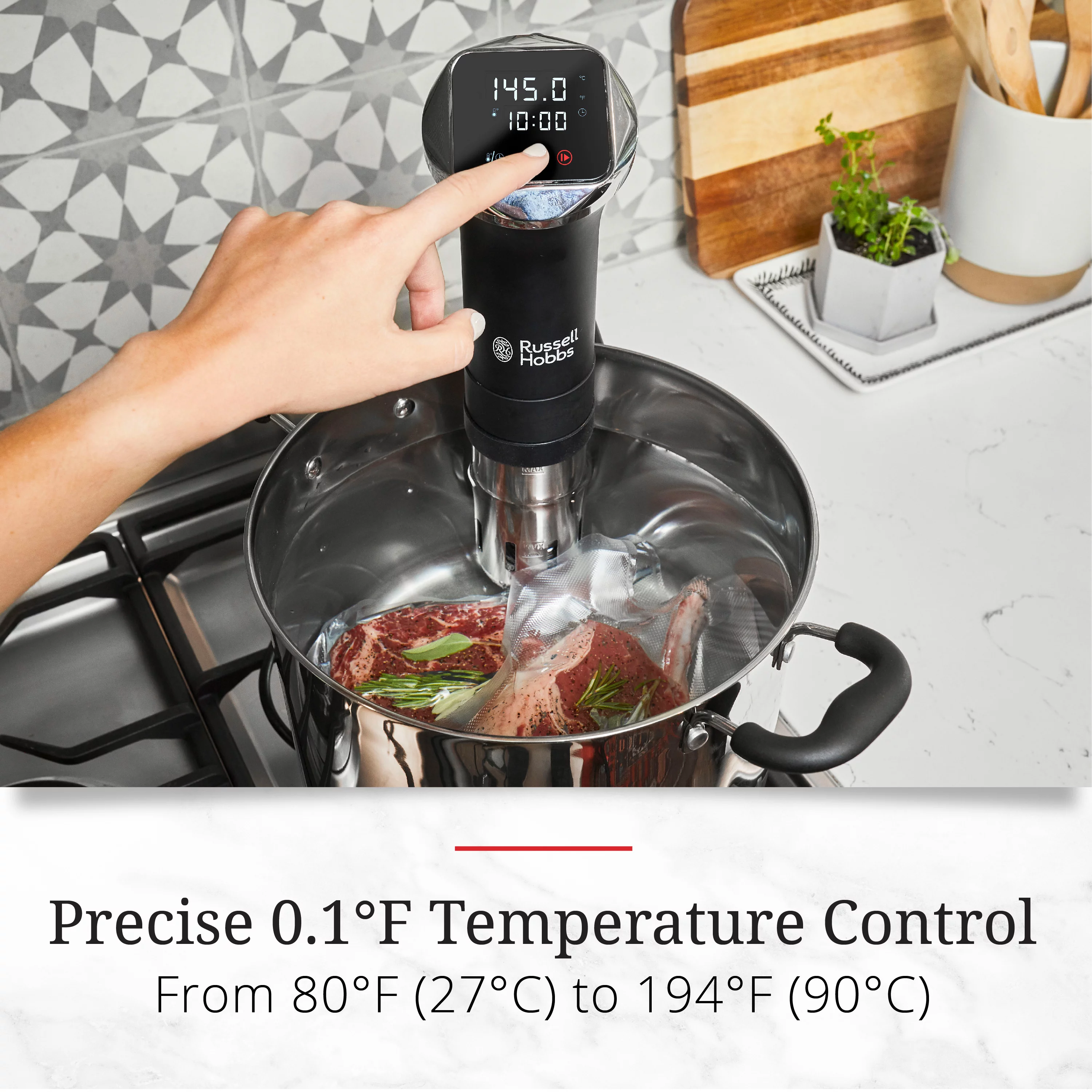 Russell Hobbs Sous Vide Precision Cooker with Immersion Circulator, Black, SV1000B