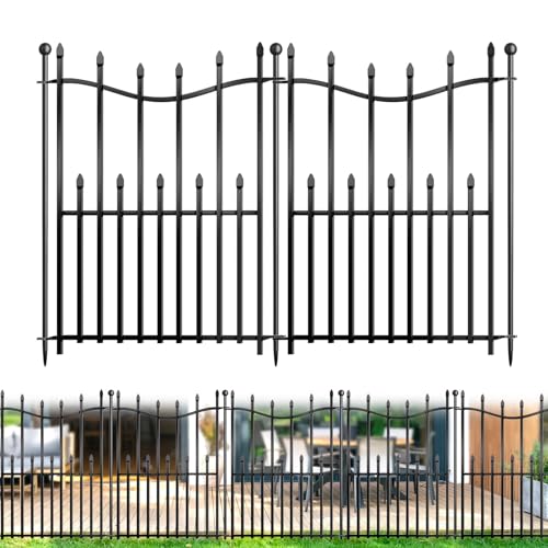 8 Panels No Dig Decorative Garden Fence, 40in(H)×17.6ft(L) Heavy-Duty Rustproof Metal Panels, Outdoor Dog Barrier for Yard & Patio, Landscape