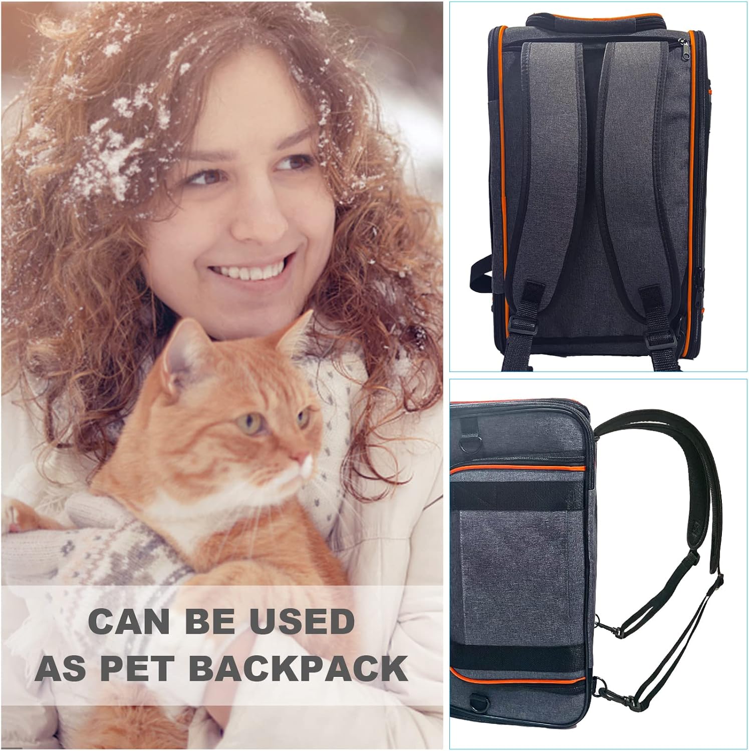 Cat Carrier, 3 Sides Expandable Foldable Pet Carrier for Medium Cat Small Dog