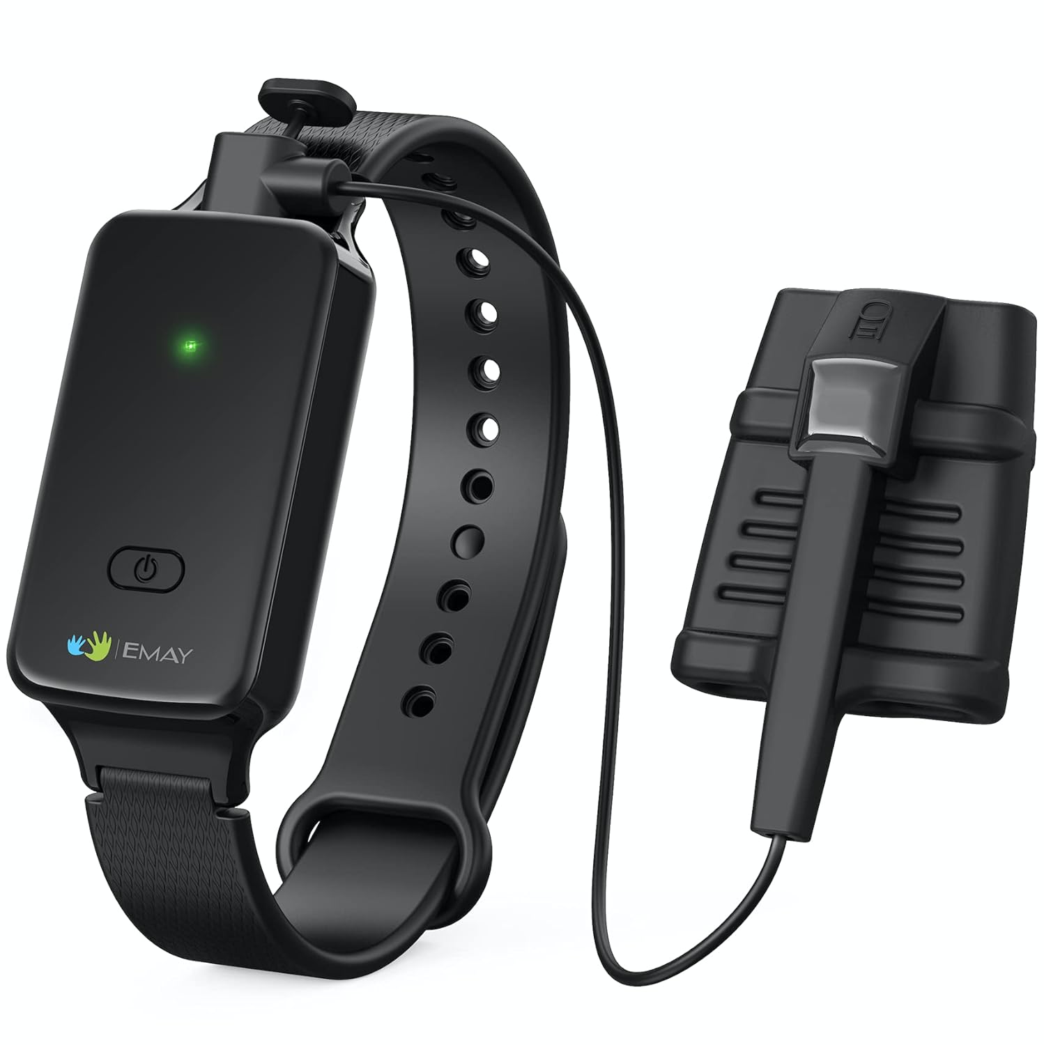 EMAY SleepO2 Wrist Pulse Oximeter with Silicone SpO2 Sensor | Bluetooth Sleep Oxygen Monitor Rechargeable for Continuous Blood Oxygen and Heart Rate