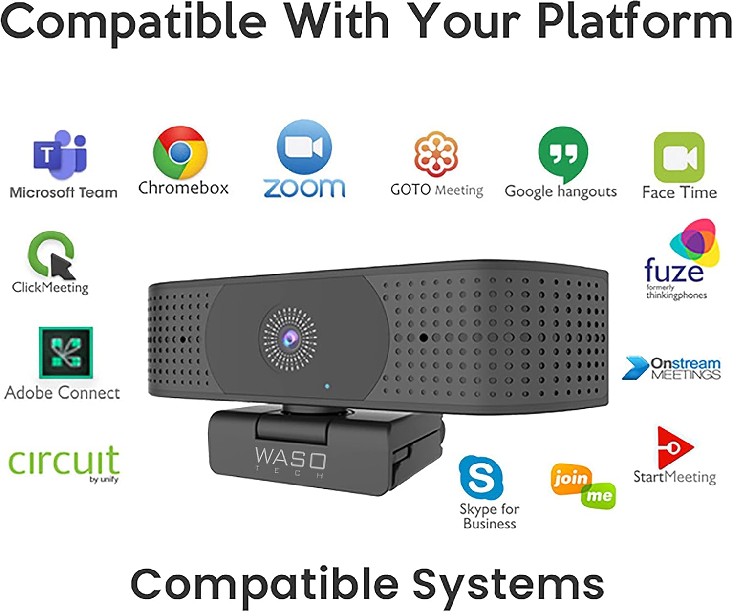 Webcam 4K, Computer Streaming Camera, Webcam with Microphone, 8MP 30fps Ultra HD, Auto Focus, USB, WC-380, for Desktop/Laptop, PC/Mac, Conferencing