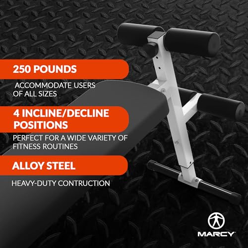 Marcy Utility Slant Board Exercise Bench for Strength Training and Home Gym Workouts