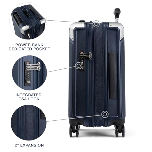 Travelpro Platinum Elite Hardside Expandable Carry on Luggage, 8 Wheel Spinner, TSA Lock, Hard Shell Polycarbonate Suitcase, Metallic Sand