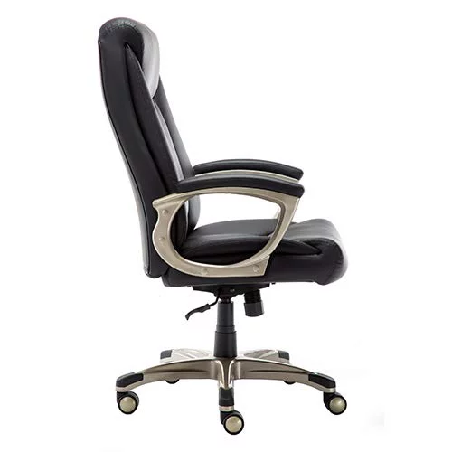 JIAH Bonded Leather Big & Tall Executive Office Computer Desk Chair, 350-Pound Capacity, Black, 29.5"D x 27.25"W x 47"H