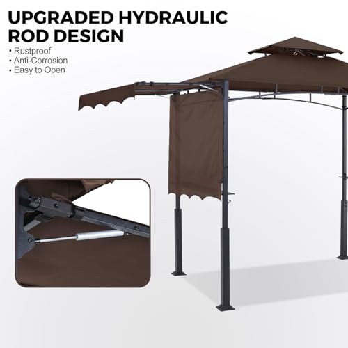 ABCCANOPY 8x5 Grill Gazebo - Outdoor BBQ Canopy Shelter with Led Light for Patio Backyard Grilling (Dark Gray)
