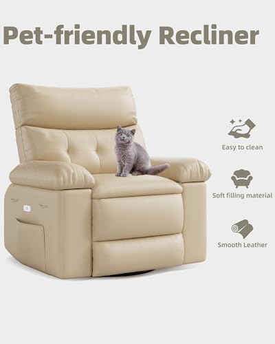 GarveeHome Electric Swivel Massage Chair, Power Rocking Recliner with Vibration and Heating
