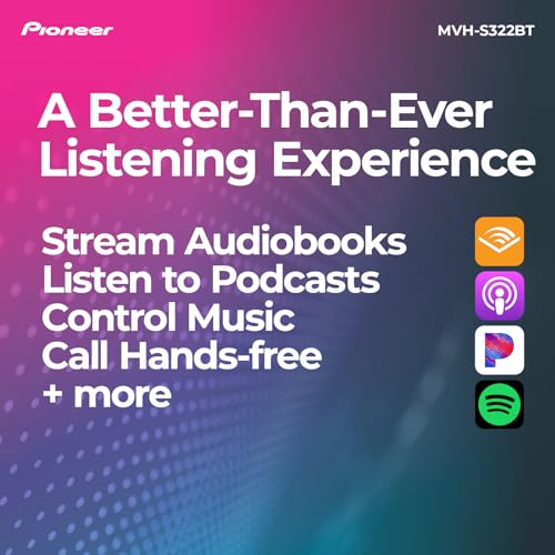 Pioneer MVH-S322BT Bluetooth Car Stereo with USB/AUX Inputs, Smartphone Connectivity, Pioneer Smart Snyc