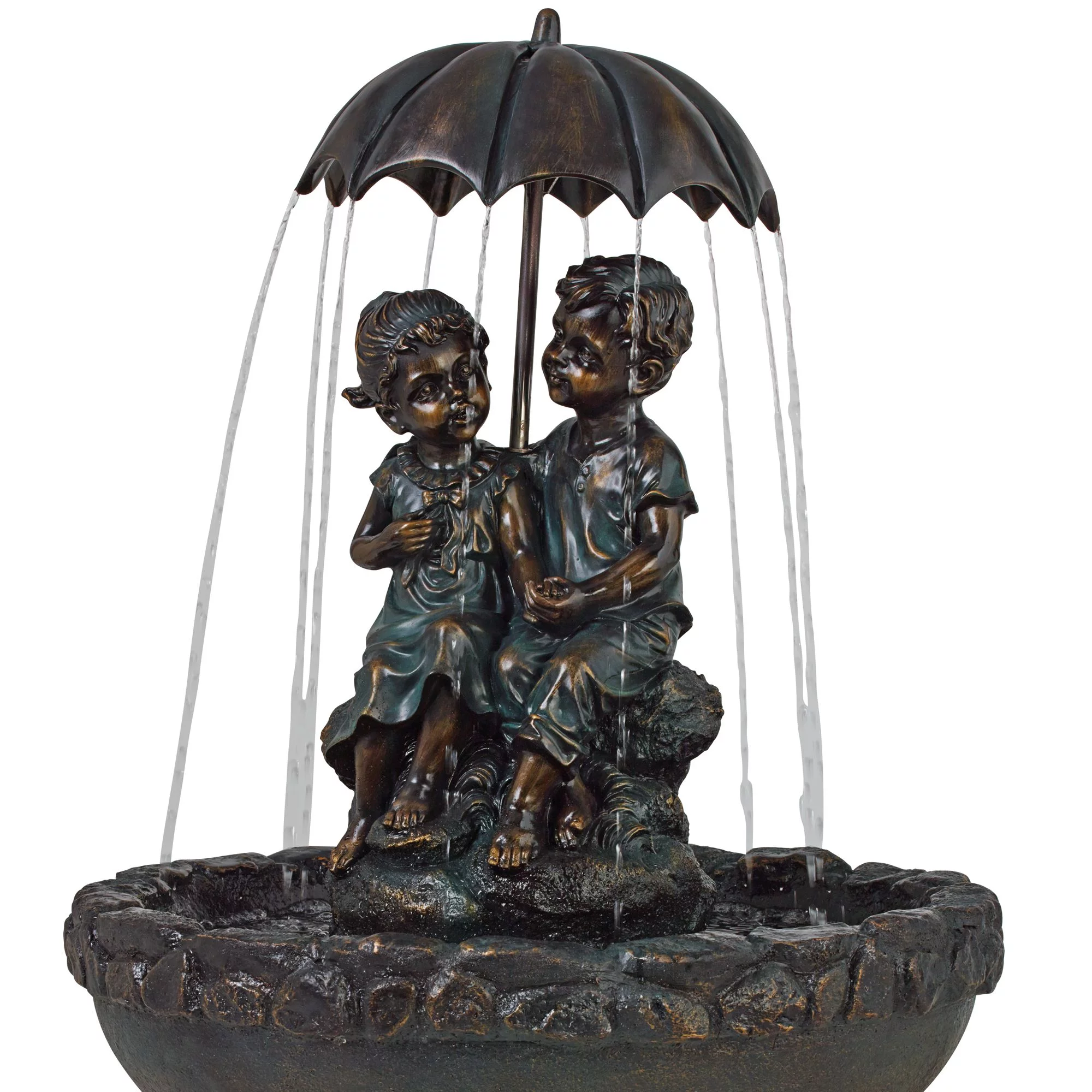 John Timberland Boy and Girl Under Umbrella Modern Outdoor Water Fountain 40" for Yard Garden Patio Home Deck Porch House Exterior Balcony Roof Decor