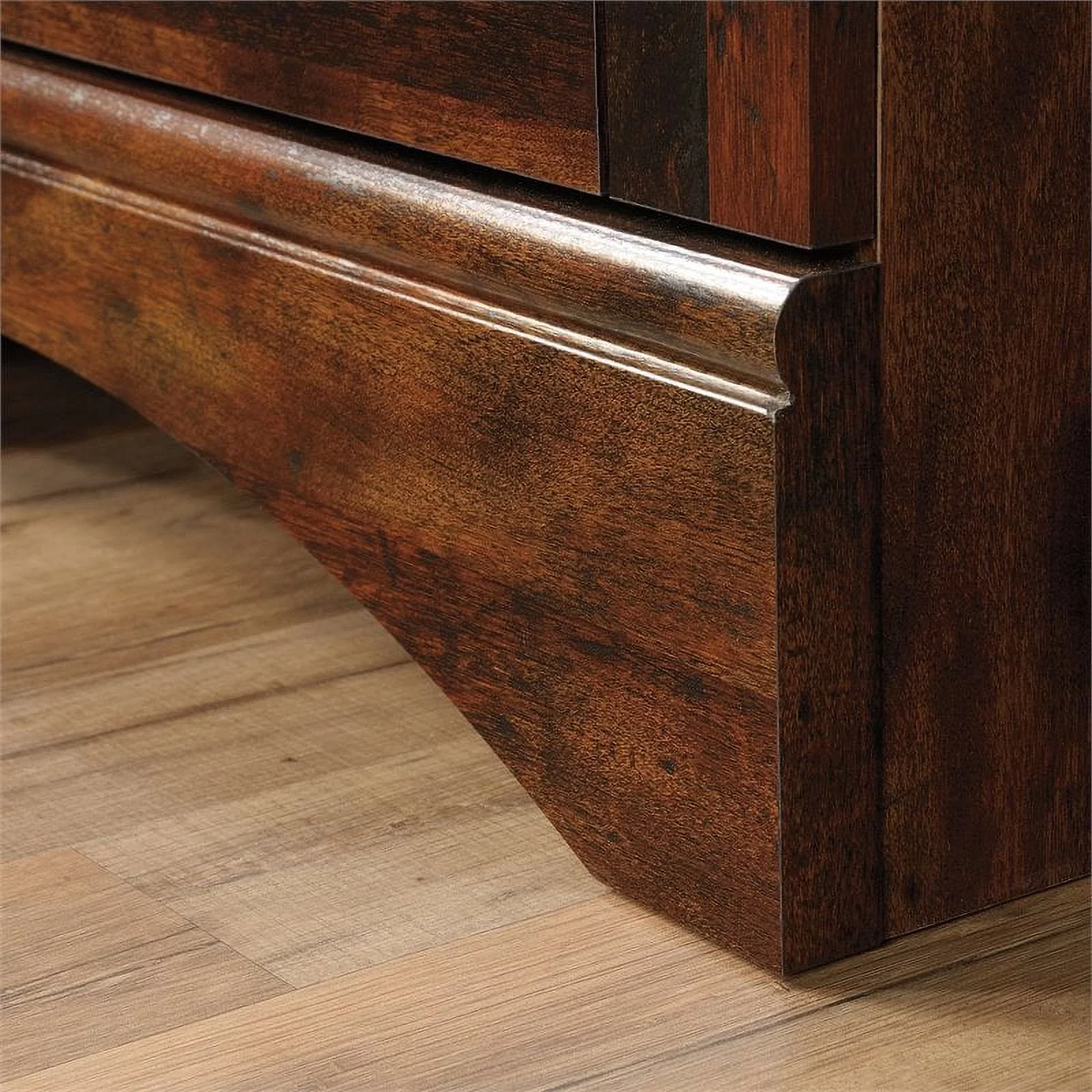 Pemberly Row Computer Desk and Hutch with CPU Storage and Keyboard Drawer, Curado Cherry
