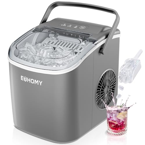 EUHOMY Nugget Ice Maker Countertop with Handle, Ready in 6 Mins, 34lbs Per Day, Removable Top Cover, Auto-Cleaning