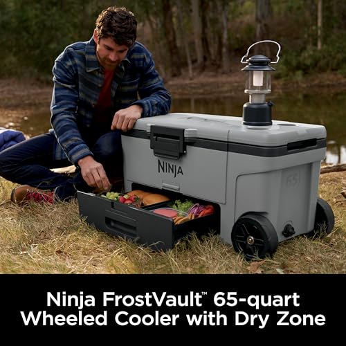 Ninja FrostVault 45qt Wheeled Cooler with Dry Zone, Integrated Fridge-Temp Dry Storage Drawer, Premium Heavy-Duty Insulated Cooler