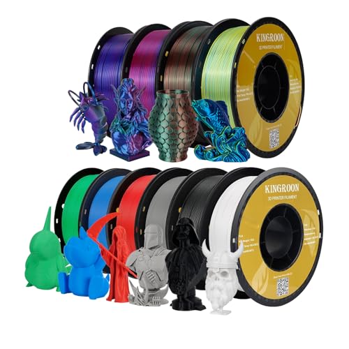 Kingroon PLA 3D Printer Filament, 12Rolls, Dimensional Accuracy +/- 0.03 mm, 12kg Spool(26.4lbs)